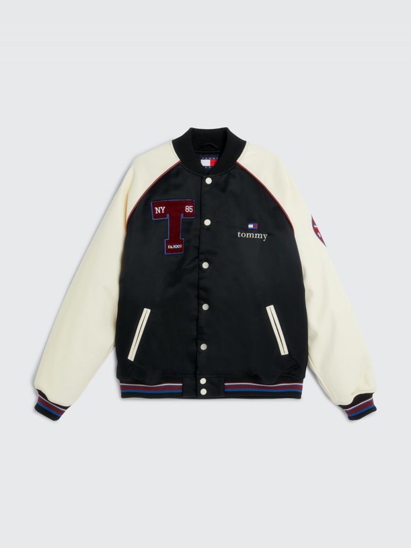 Tommy Hilfiger Varsity Back Logo Vadderad Bomber Jackor Dam Svarta | 932-ALYIUF