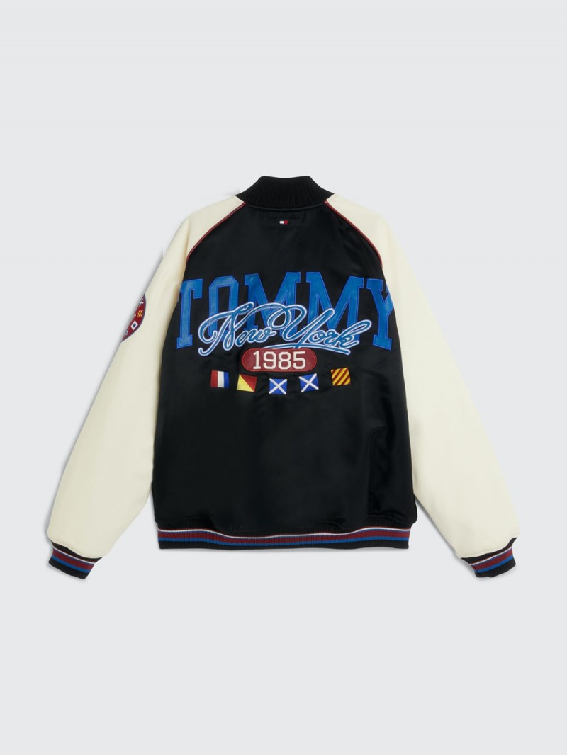 Tommy Hilfiger Varsity Back Logo Vadderad Bomber Jackor Dam Svarta | 932-ALYIUF