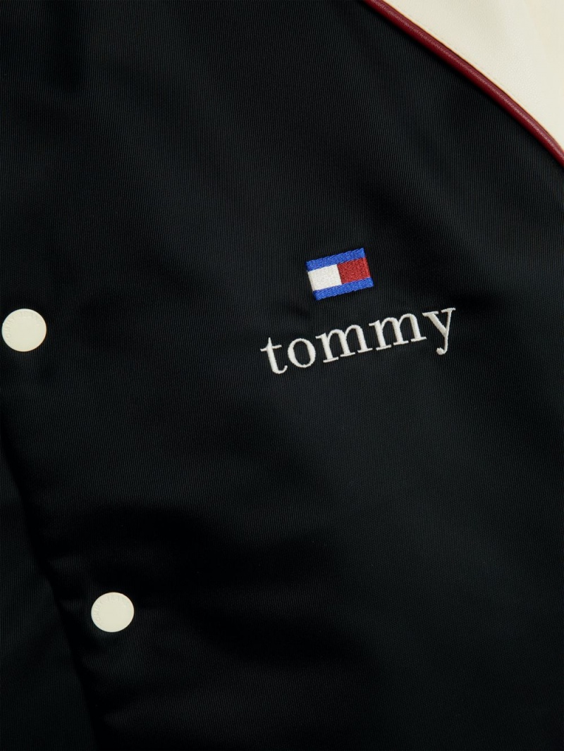 Tommy Hilfiger Varsity Back Logo Vadderad Bomber Jackor Dam Svarta | 932-ALYIUF