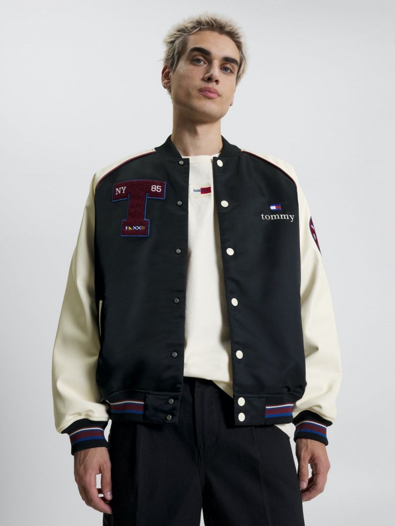 Tommy Hilfiger Varsity Back Logo Vadderad Bomber Jackor Dam Svarta | 932-ALYIUF