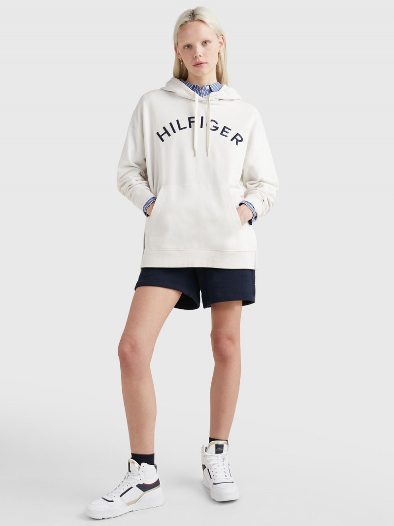 Tommy Hilfiger Varsity Embroidery Relaxed Fit Hoodie Dam Vita | 710-TOWXIS