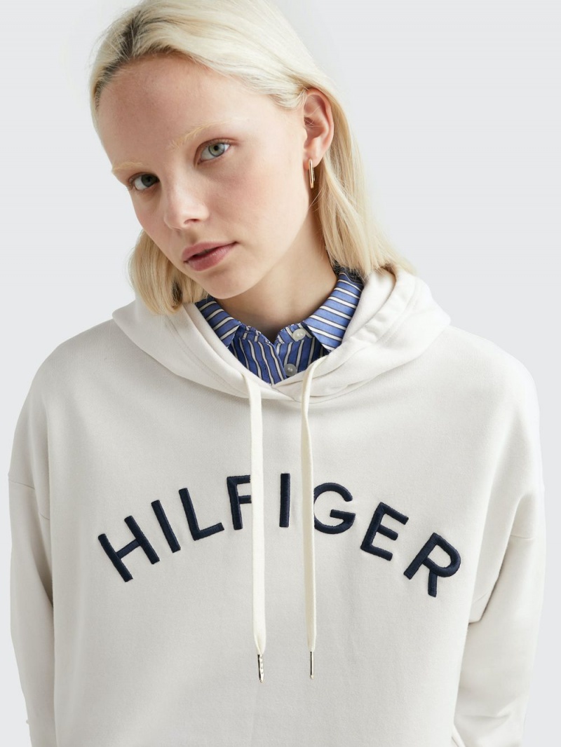 Tommy Hilfiger Varsity Embroidery Relaxed Fit Hoodie Dam Vita | 710-TOWXIS