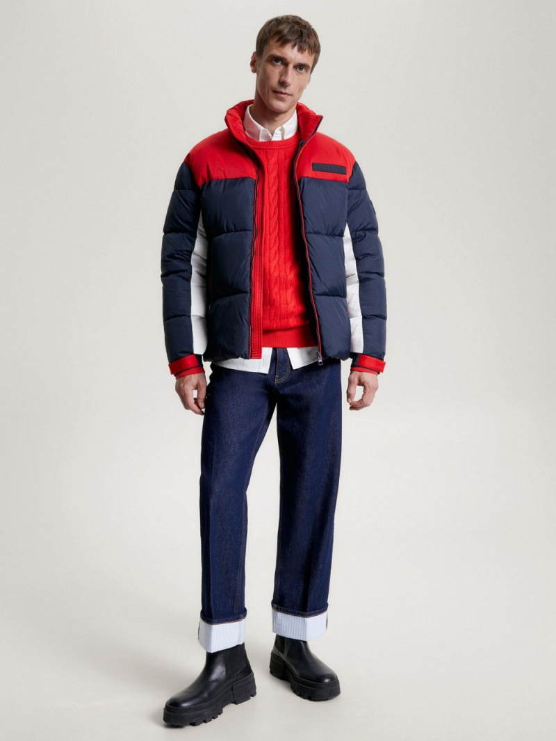 Tommy Hilfiger Warm Recycled New York Puffer Jackor Herr Röda Blå | 263-KBGISE