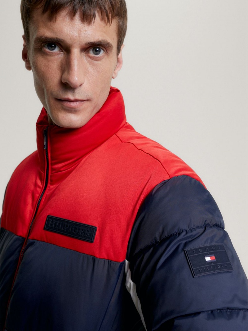 Tommy Hilfiger Warm Recycled New York Puffer Jackor Herr Röda Blå | 263-KBGISE