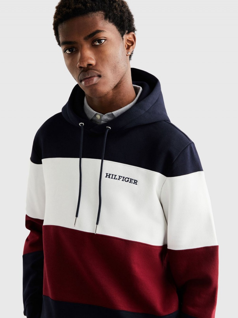 Tommy Hilfiger Wcc Colourblock Hoodie Herr Blå | 586-ILJFZM