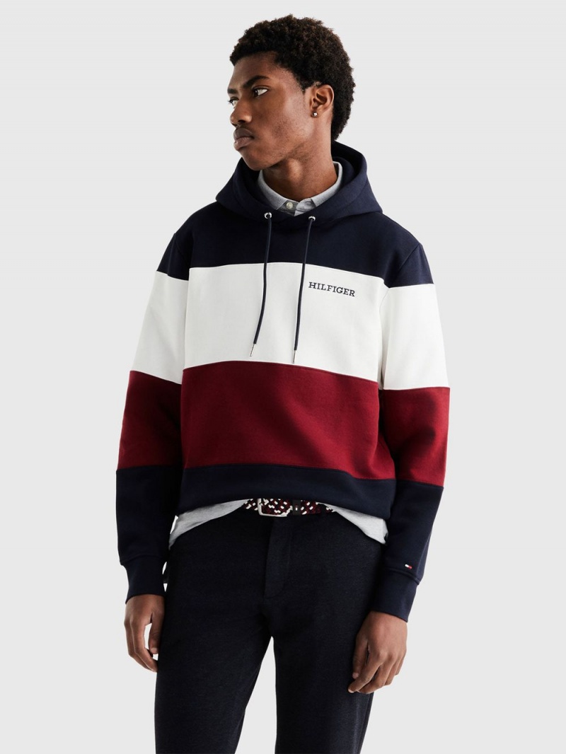 Tommy Hilfiger Wcc Colourblock Hoodie Herr Blå | 586-ILJFZM