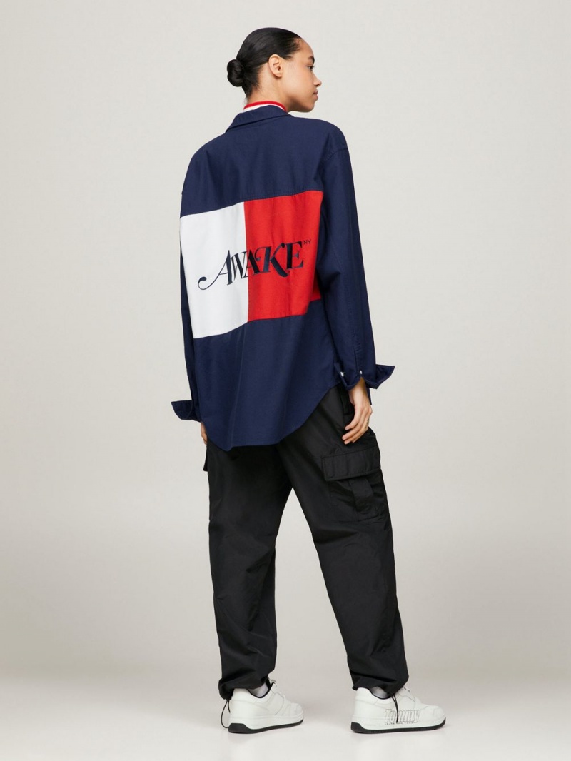 Tommy Hilfiger X Awake Ny Back Logo Skjorta Herr Marinblå | 532-WFVLNP