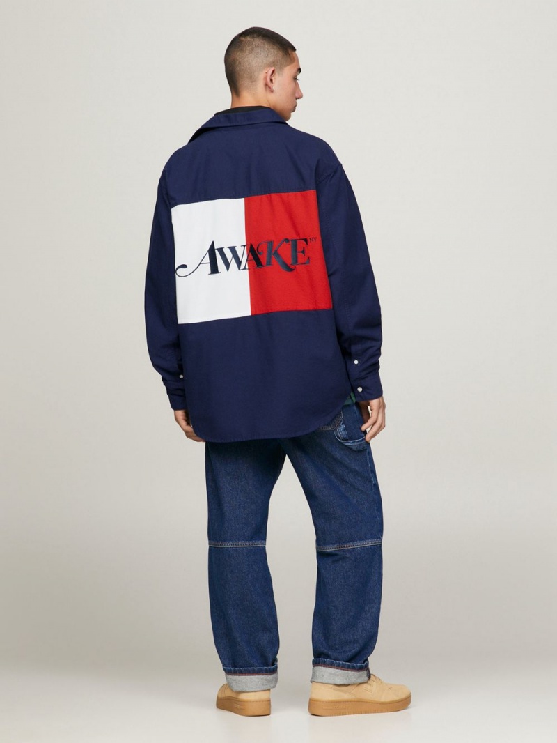 Tommy Hilfiger X Awake Ny Back Logo Skjorta Herr Marinblå | 532-WFVLNP