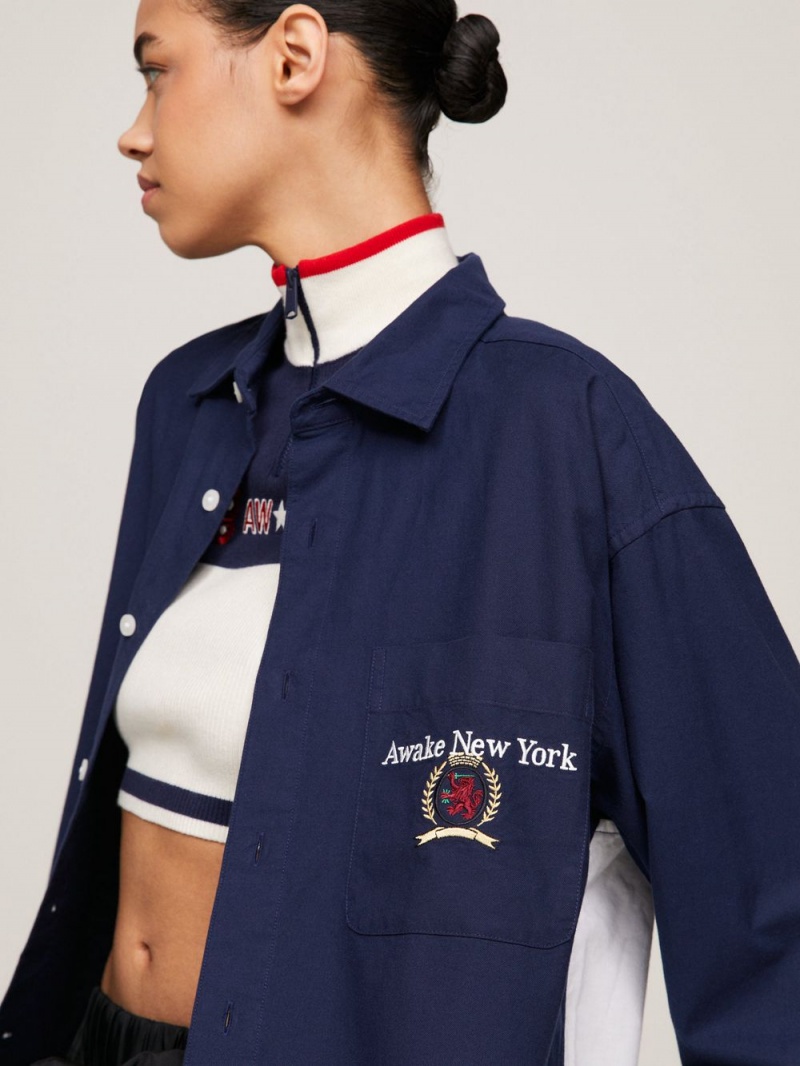 Tommy Hilfiger X Awake Ny Back Logo Skjorta Herr Marinblå | 532-WFVLNP