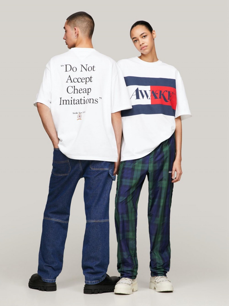 Tommy Hilfiger X Awake Ny Back Slogan T-shirt Herr Vita | 589-WFMLVG