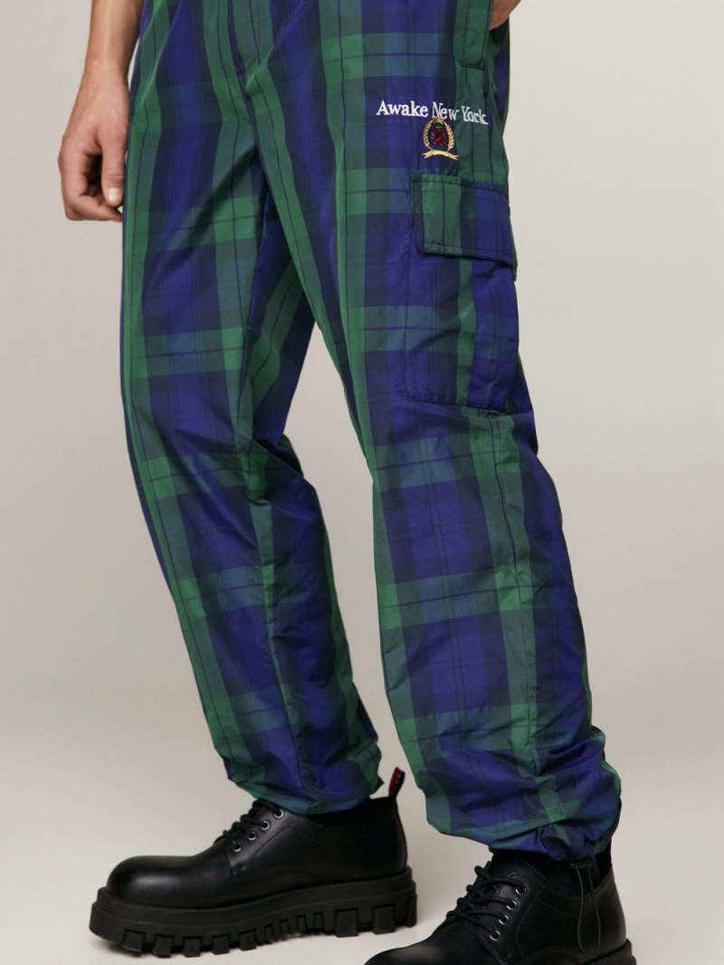 Tommy Hilfiger X Awake Ny Tartan Check Cargo Byxor Herr Blå | 368-ICYNRS