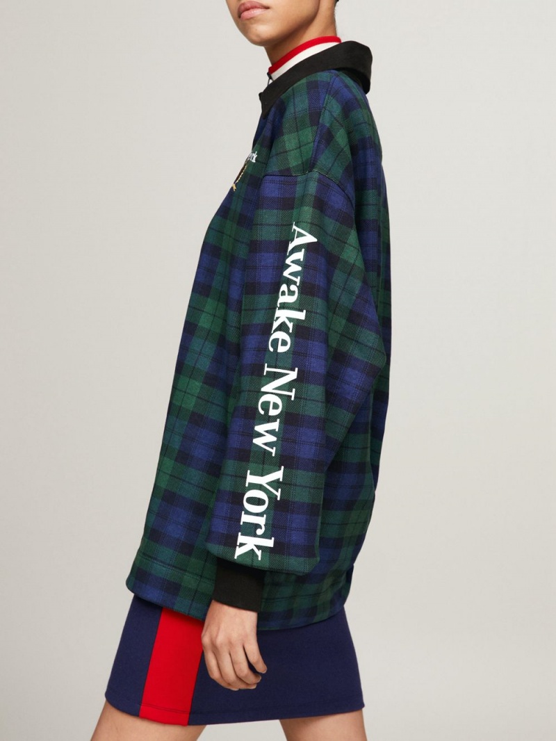 Tommy Hilfiger X Awake Ny Tartan Check Rugby Skjorta Herr Olika Färger | 706-ZRNEXY