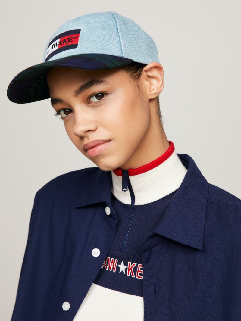 Tommy Hilfiger X Awake Ny Tartan Denim Baseball Kepsar Herr Röda | 765-SKTUVA