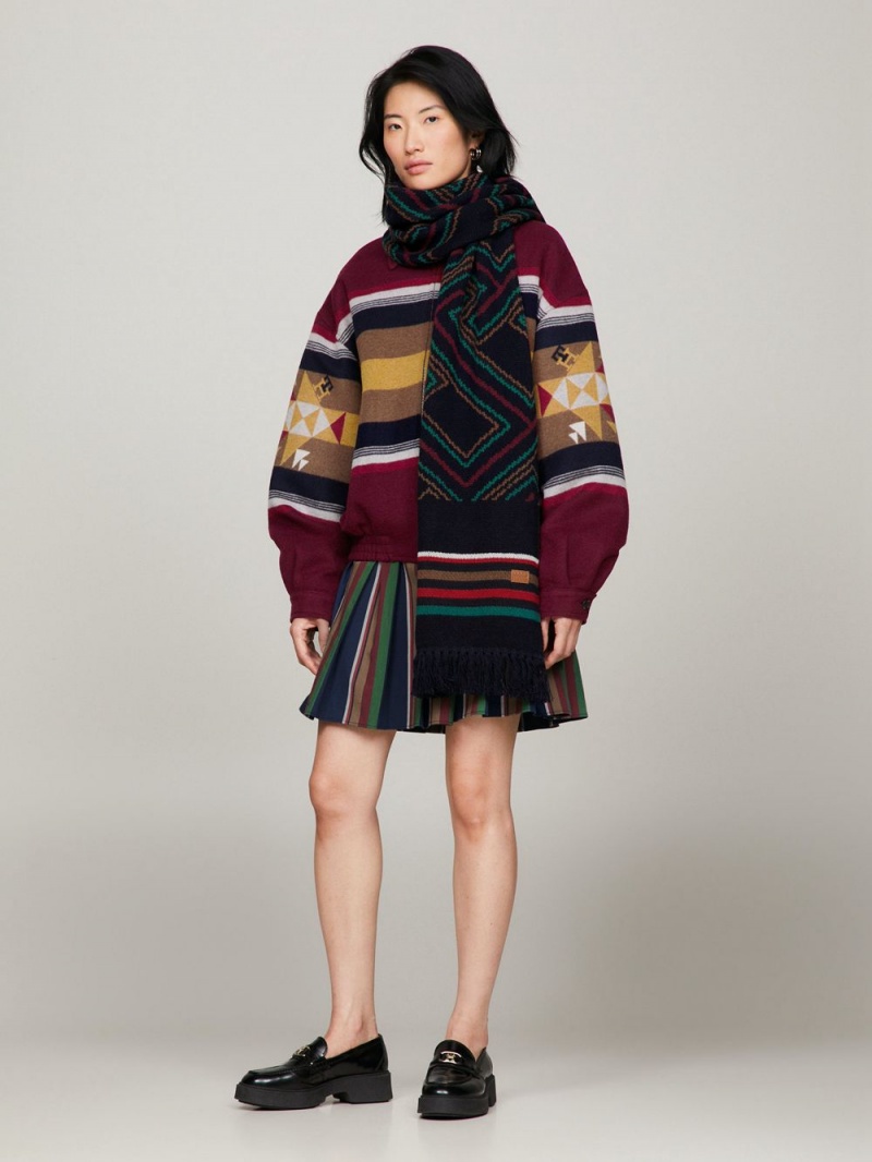 Tommy Hilfiger X Pendleton New York Stripe Monogram Halsduk Dam Marinblå | 360-EJNHQA