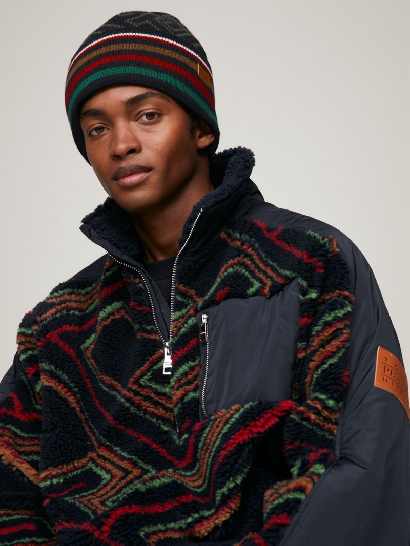 Tommy Hilfiger X Pendleton New York Stripe Monogram Beanie Hatt Dam Marinblå | 465-UYVRZM