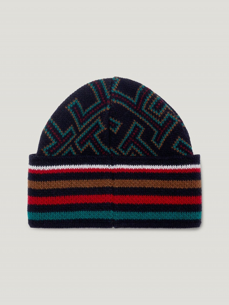 Tommy Hilfiger X Pendleton New York Stripe Monogram Beanie Hatt Dam Marinblå | 465-UYVRZM