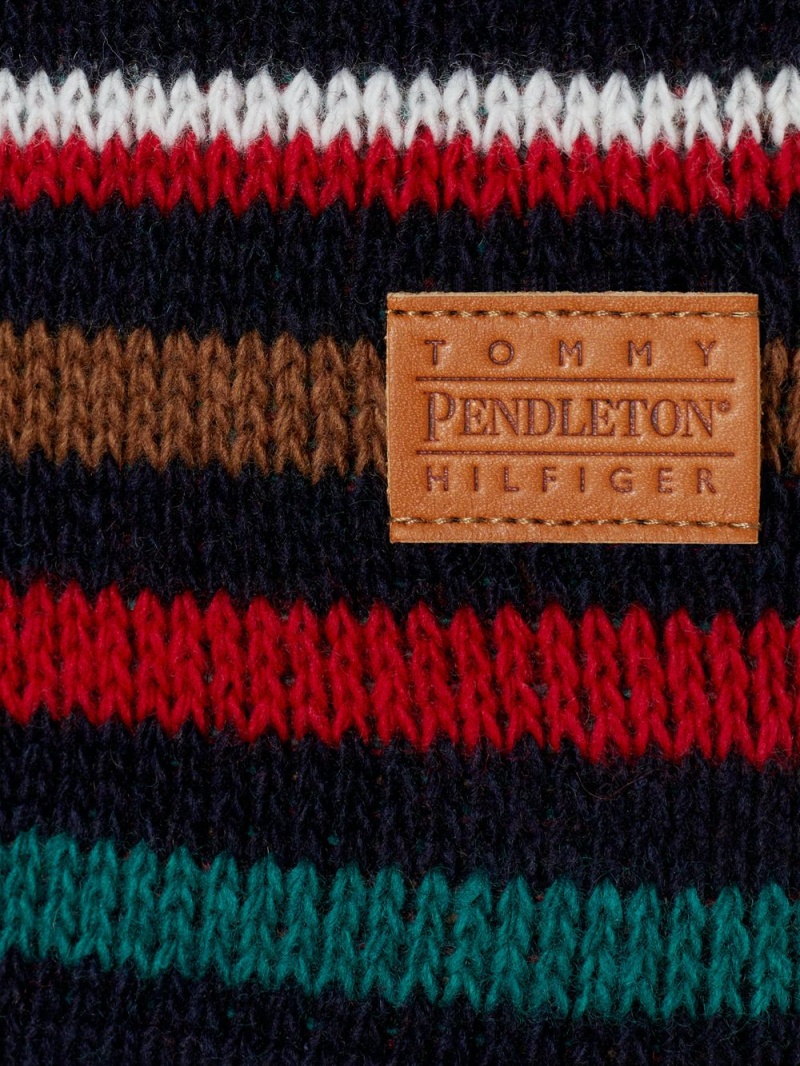 Tommy Hilfiger X Pendleton New York Stripe Monogram Beanie Hatt Dam Marinblå | 465-UYVRZM