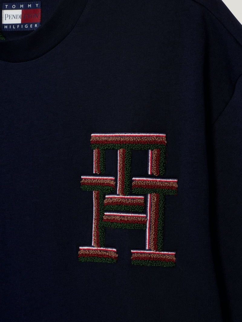 Tommy Hilfiger X Pendleton New York Stripe Monogram Archive T-shirt Herr Marinblå | 487-RBMDEP