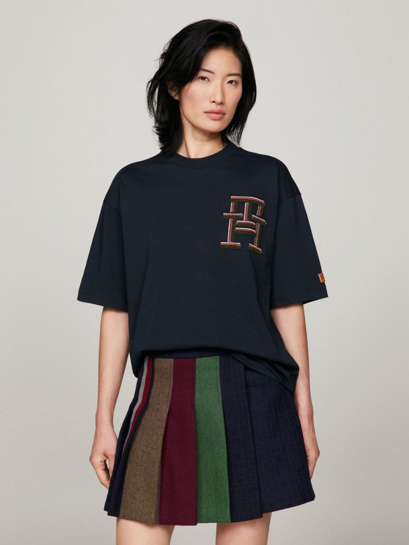 Tommy Hilfiger X Pendleton New York Stripe Monogram Archive T-shirt Herr Marinblå | 487-RBMDEP