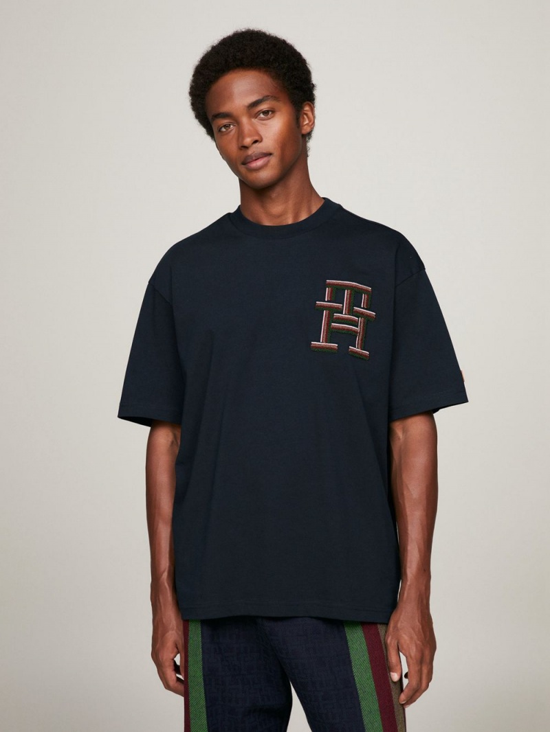 Tommy Hilfiger X Pendleton New York Stripe Monogram Archive T-shirt Herr Marinblå | 487-RBMDEP