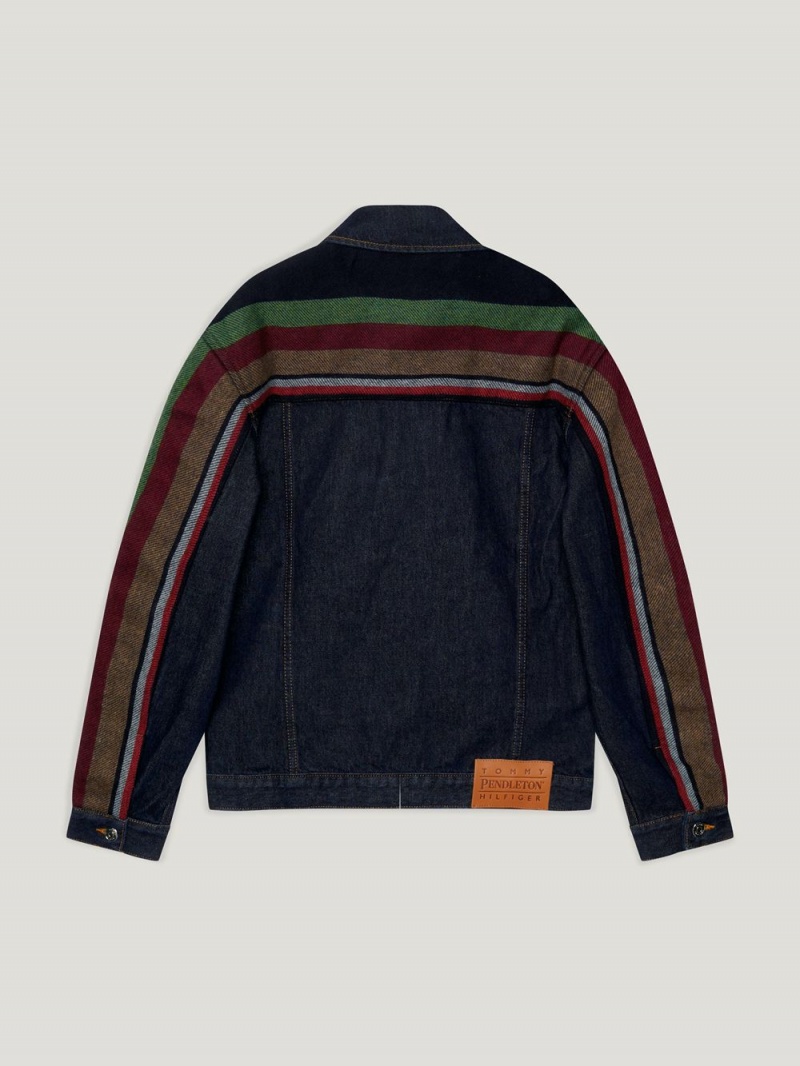 Tommy Hilfiger X Pendleton New York Stripe Denim Trucker Jackor Herr Blå | 179-QTXBPN