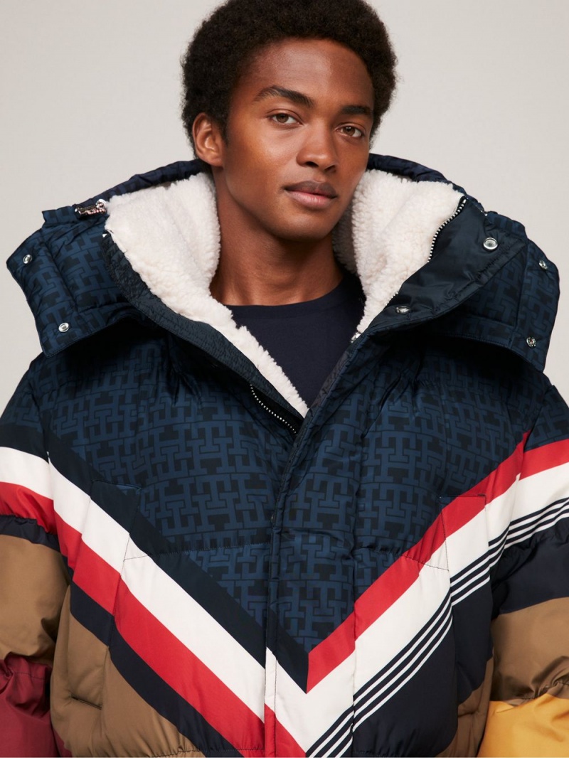 Tommy Hilfiger X Pendleton New York Stripe Parka Jackor Herr Marinblå | 305-GIXUPW