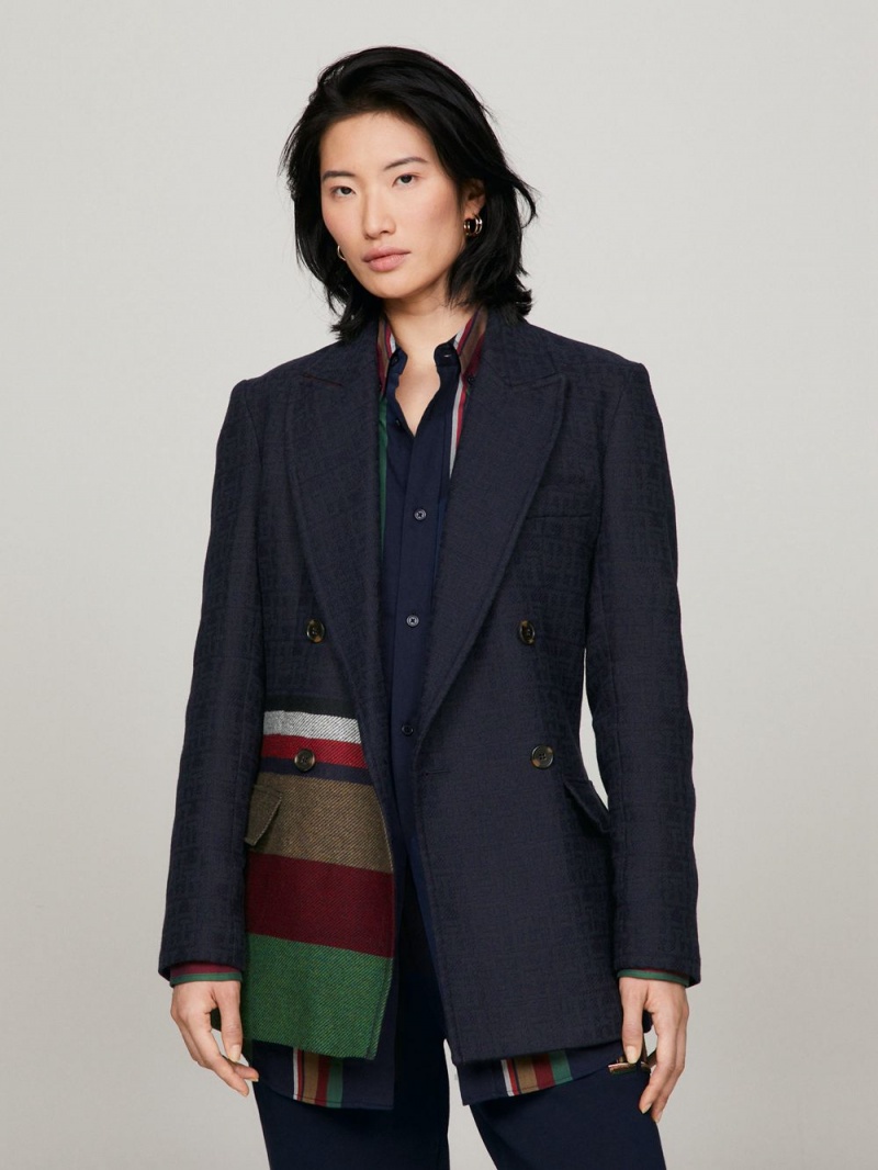 Tommy Hilfiger X Pendleton New York Stripe Boxy Blazer Herr Marinblå | 017-DGURQP