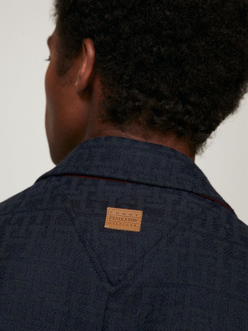 Tommy Hilfiger X Pendleton New York Stripe Boxy Blazer Herr Marinblå | 017-DGURQP