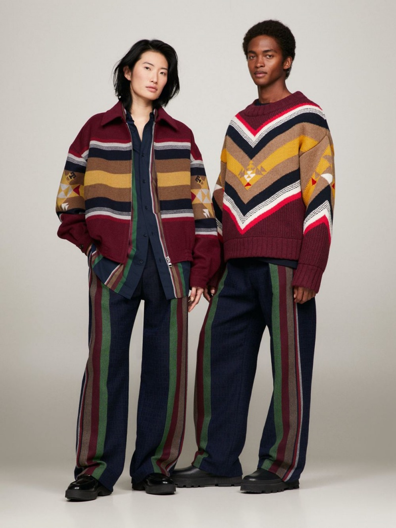 Tommy Hilfiger X Pendleton New York Stripe Byxor Herr Marinblå | 382-LMWJBK