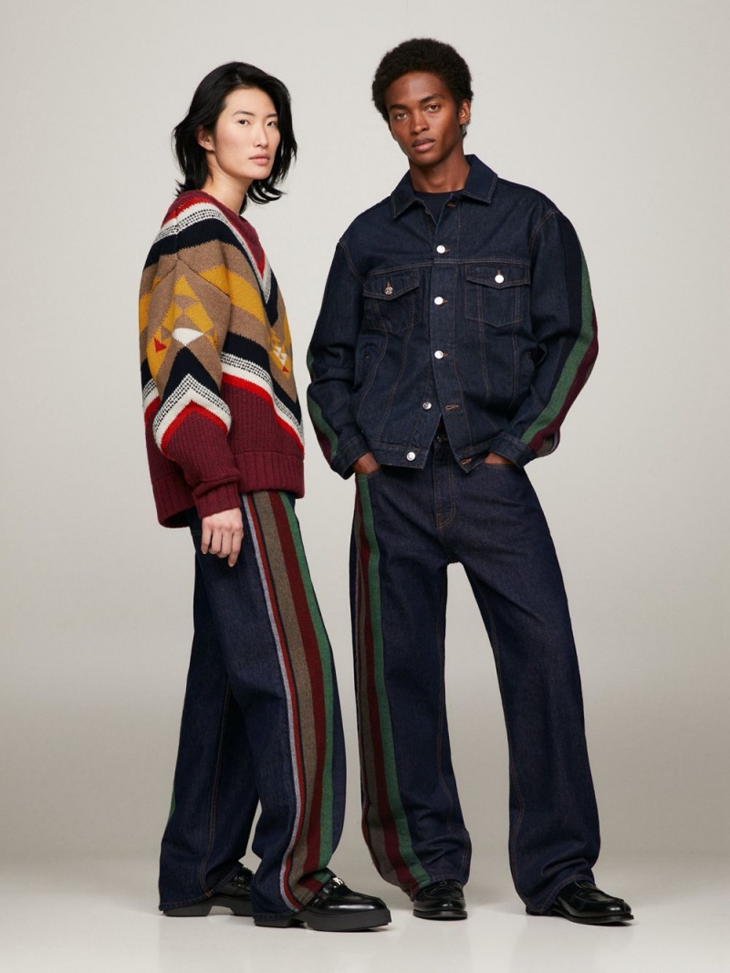 Tommy Hilfiger X Pendleton New York Stripe Hetero Jeans Herr Blå | 208-MDKSWY