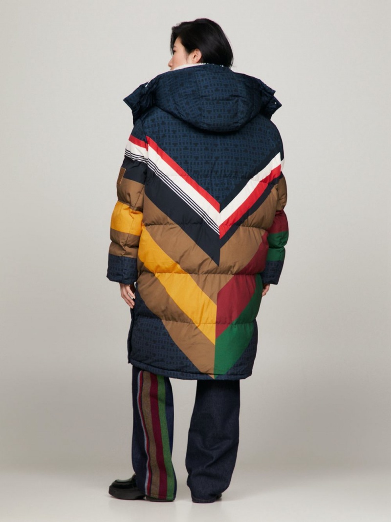 Tommy Hilfiger X Pendleton New York Stripe Parka Jackor Dam Marinblå | 193-JZNPAH