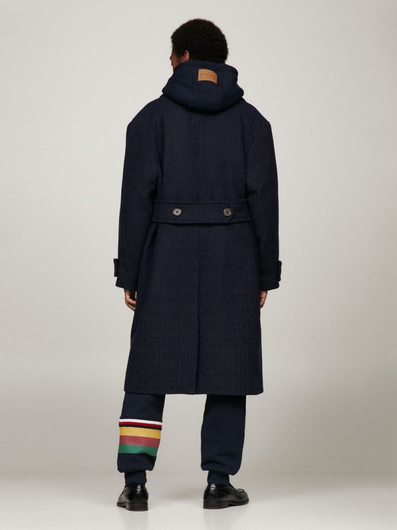 Tommy Hilfiger X Pendleton New York Stripe Oversized Pea Rockar Dam Marinblå | 028-UXMVKO