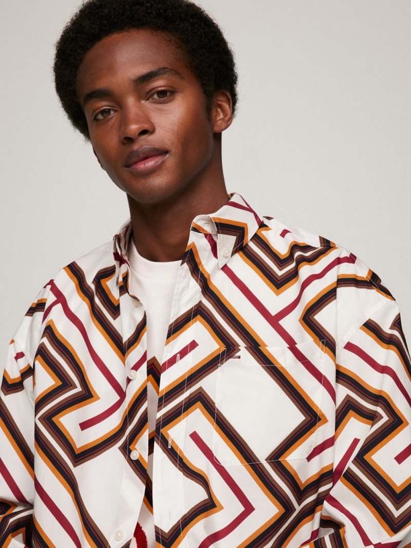 Tommy Hilfiger X Pendleton Prep Valley Stripe Monogram Skjorta Herr Bruna | 869-YLAICS