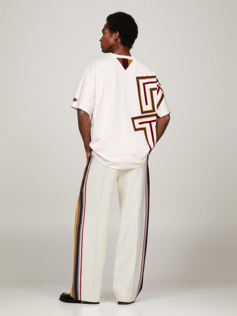 Tommy Hilfiger X Pendleton Valley Stripe Monogram Boxy T-shirt Herr Vita | 167-SNXPKG