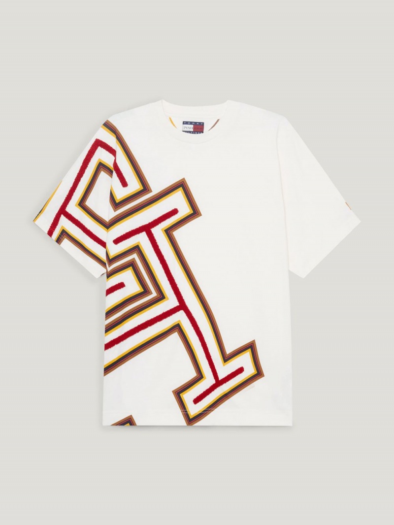 Tommy Hilfiger X Pendleton Valley Stripe Monogram Boxy T-shirt Herr Vita | 167-SNXPKG