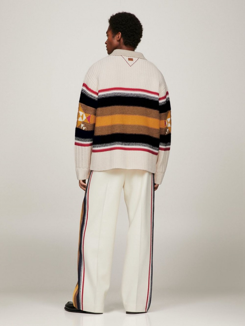 Tommy Hilfiger X Pendleton Valley Stripe Rugby Jumpers Herr Vita | 857-OEGLTM