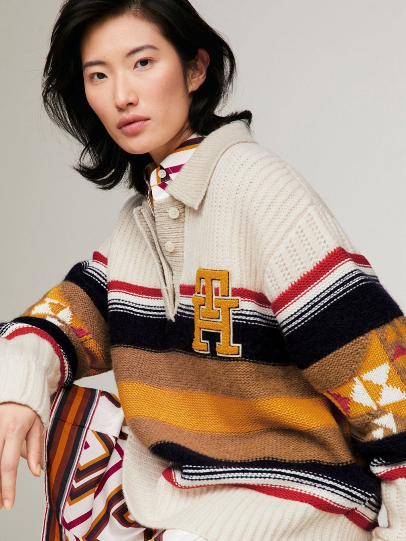 Tommy Hilfiger X Pendleton Valley Stripe Rugby Jumpers Dam Vita | 810-SRAEKY