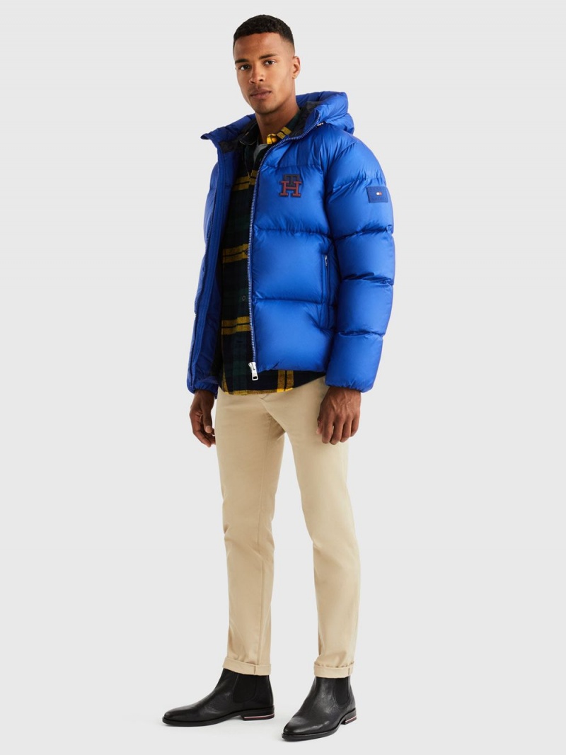 Tommy Hilfiger Zero Gravity Vadderad Hooded Puffer Jackor Herr Blå | 349-QRWJLH